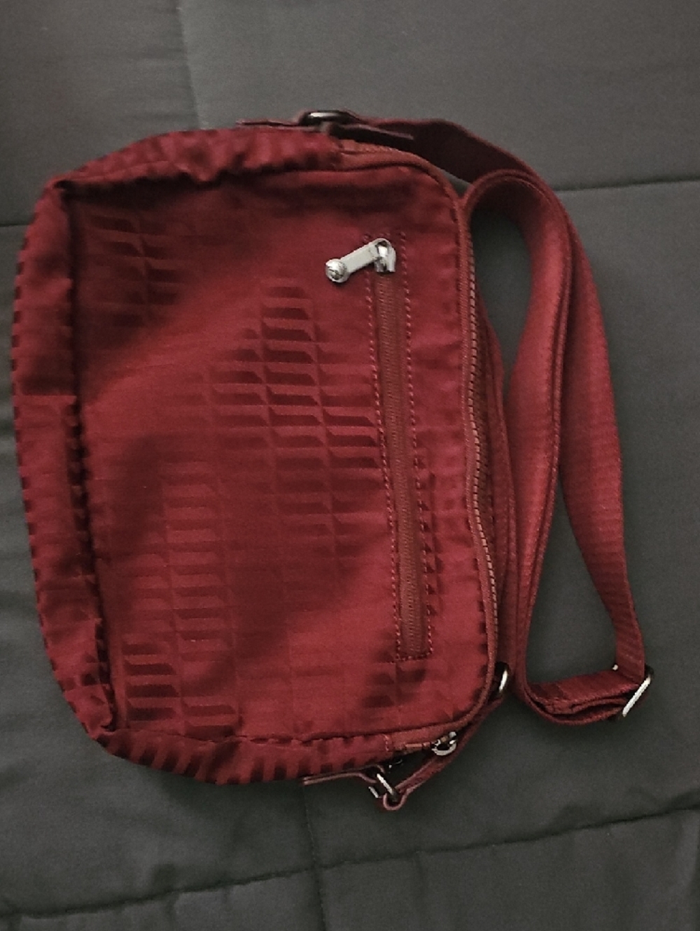 Kipling Deep Burgundy Quilted Crossbody with Metal Logo Button - Picture 2 of 4